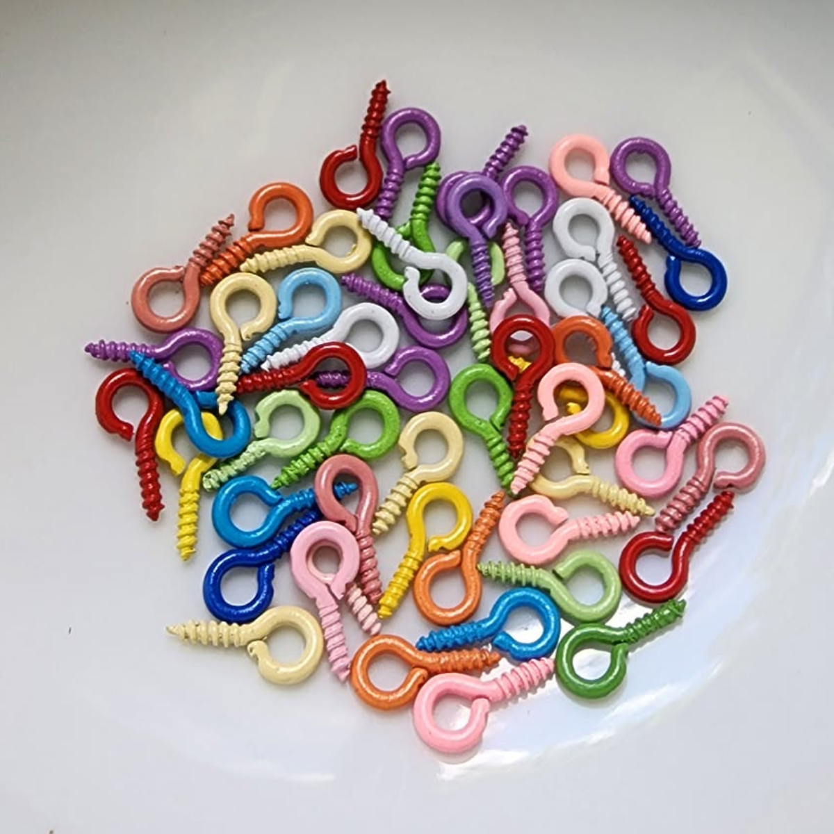 Coloured Screw Eye Hooks