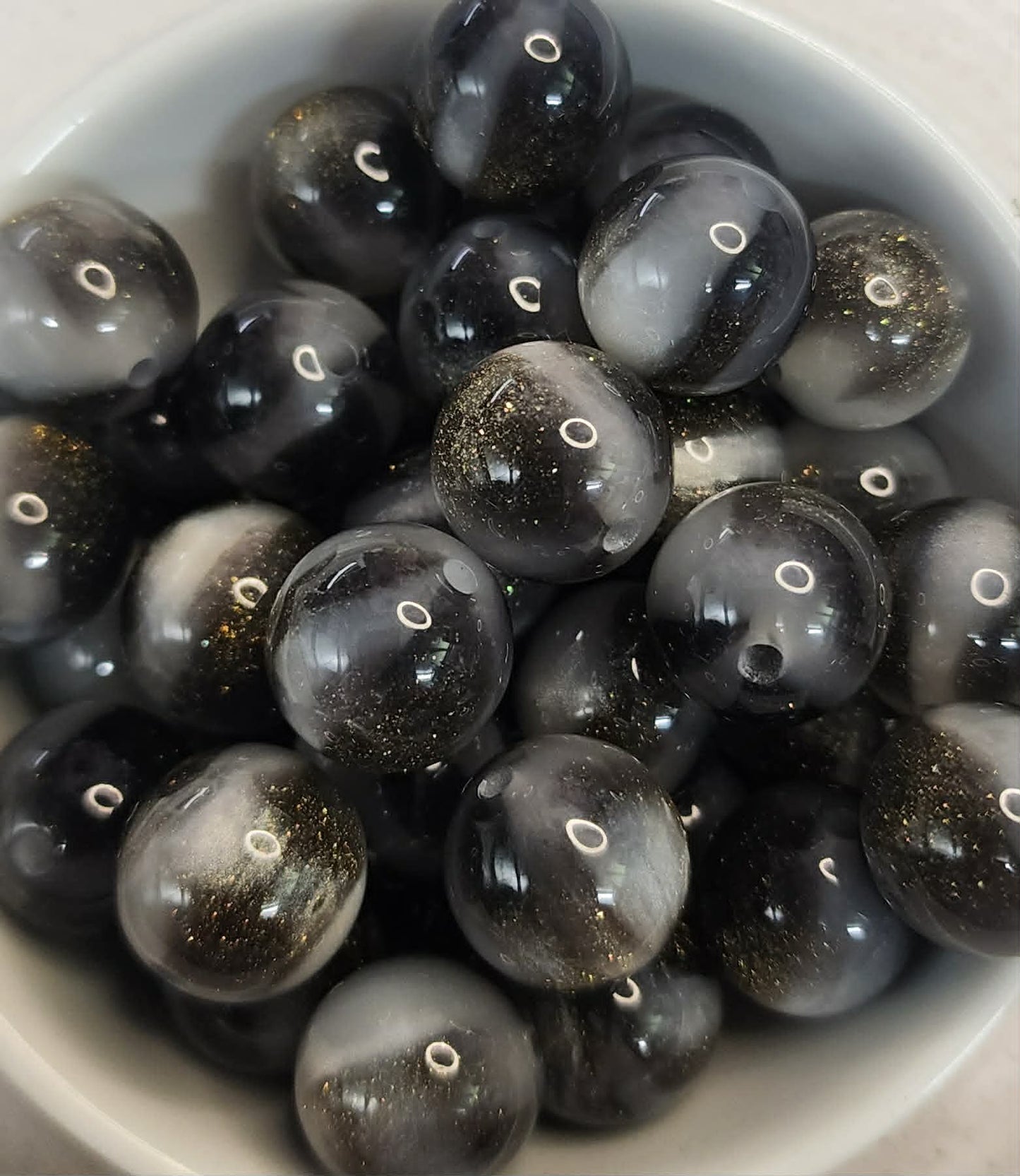 Black & White Sparkle - 16mm
