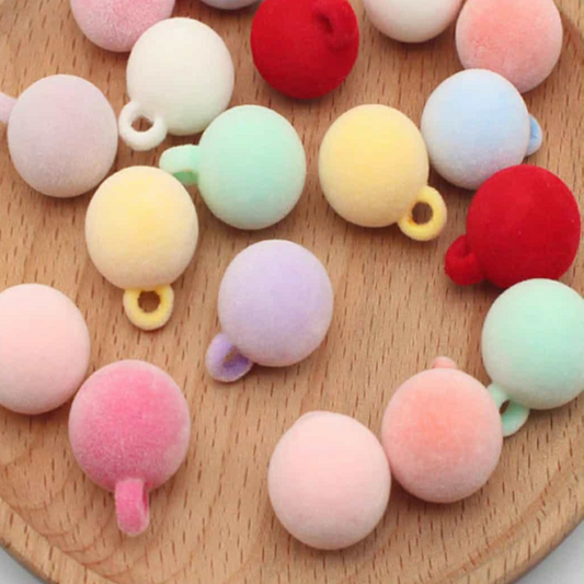 Fluffy Flocked Round Charm