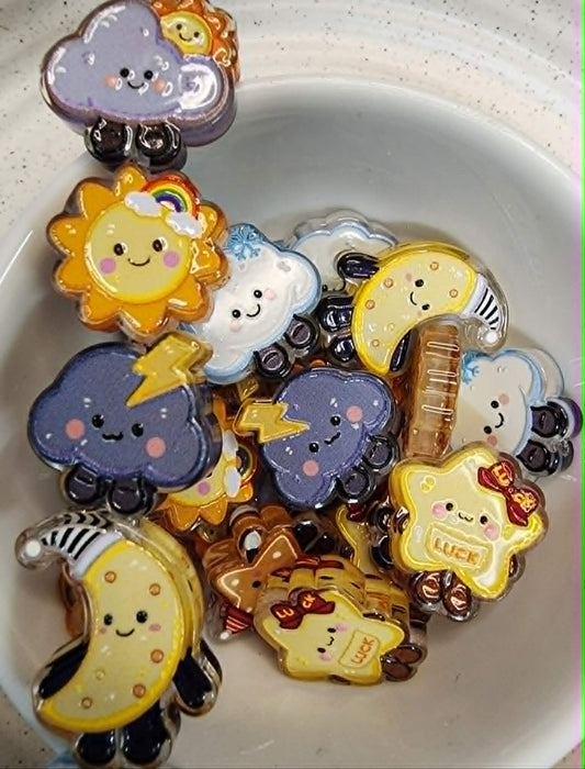 Sun Moon, Star & Cloud Beads