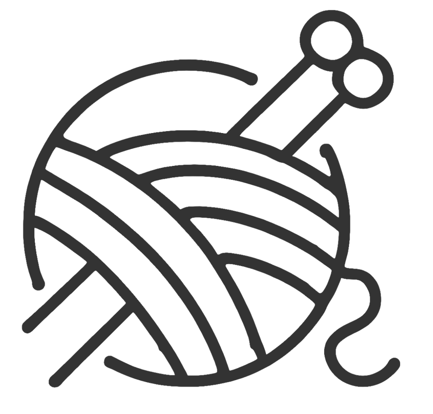 Handmade craft supplies icon representing yarn, knitting and creative making
