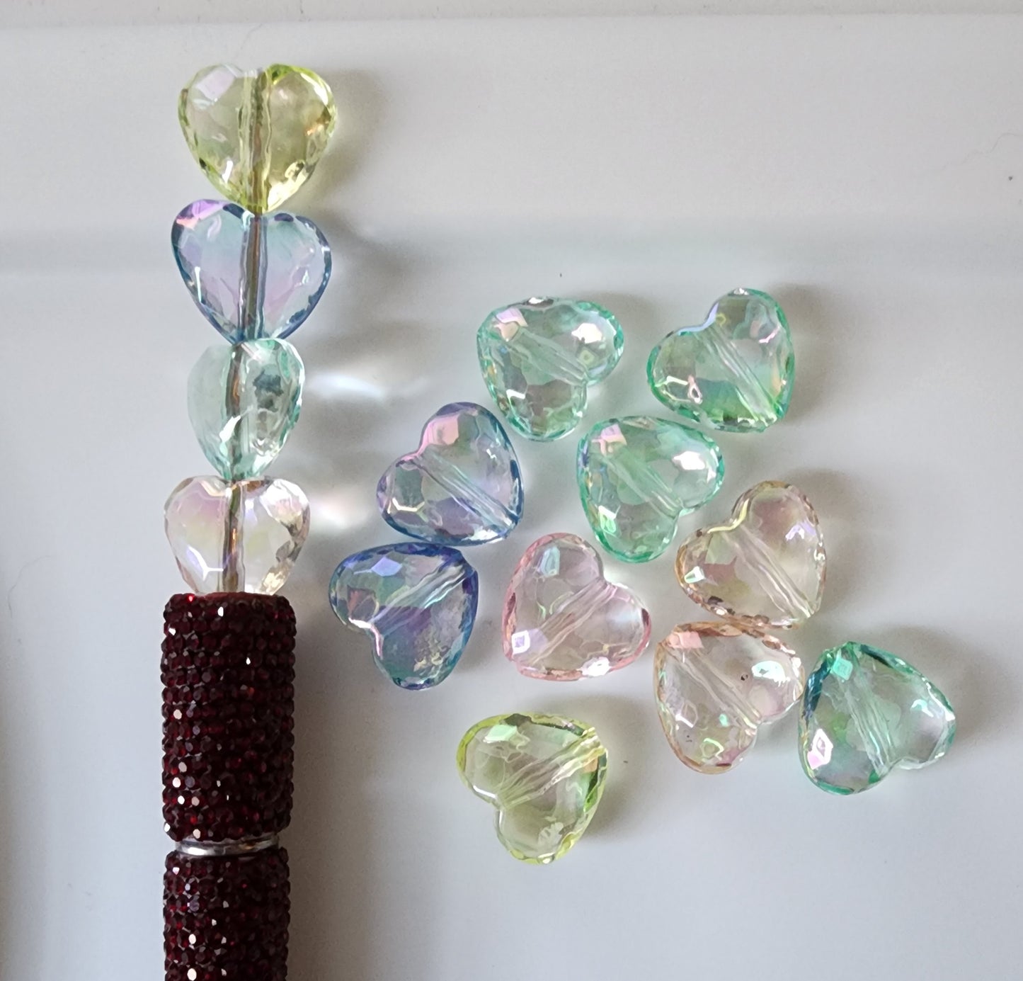 Heart Clear Coloured Faceted
